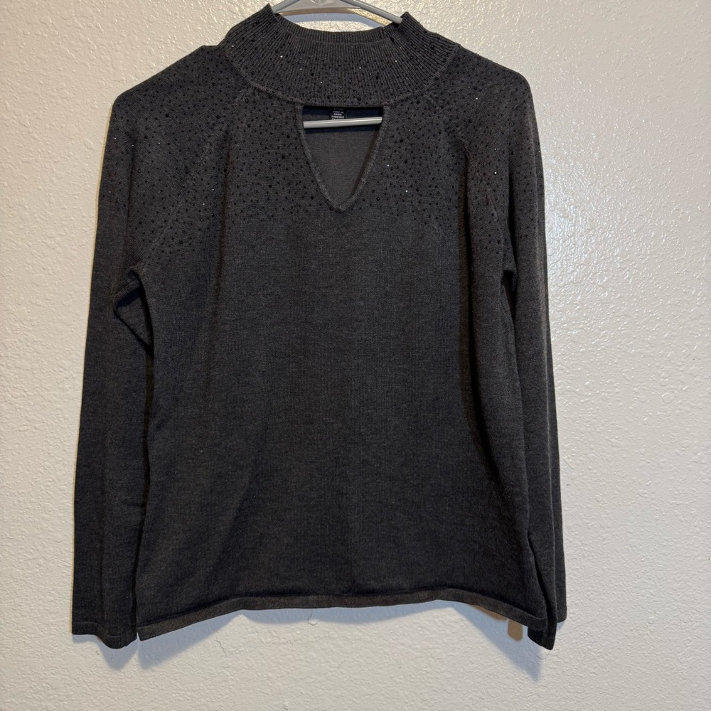 Cable & Gauge Keyhole Sparkle Sweater Size Small Preppy Holiday Festive